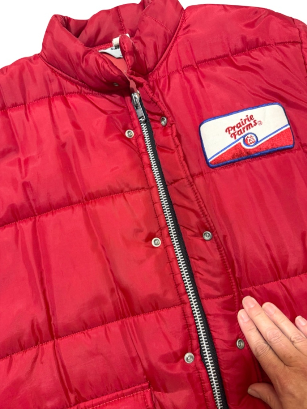 Vintage '70s or '80s Swingster Prairie Farms Red Puffer Jacket Size Large